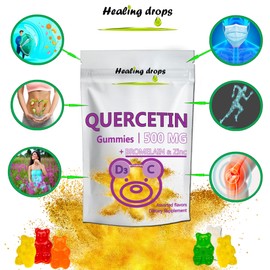 HEALING DROPS Quercetin with Bromelain Gummies - Vitamin C + Zinc + Vitamin D3 - Quercetin 500mg Gummies for Kids and Adults (1)