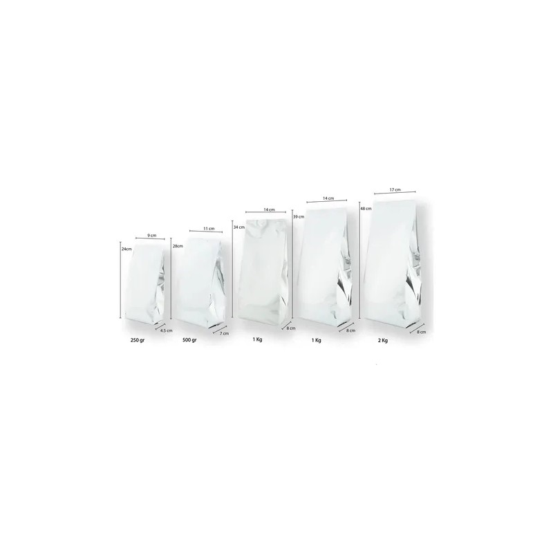 Bolsa Fuelle 1kg H390 C/válvula -metalizado Plata-100 Piezas