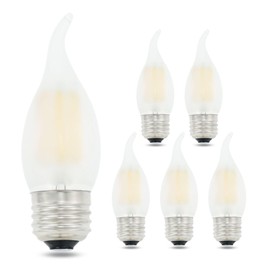 Lamsky Chandelier LED Light Bulbs 40W Equivalent E26 Base,Dimmable 4W 2700K Warm White,B11 E26 Candelabra Bulb Frosted Flame Bent Tip Shape,6 Pack