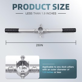 Dock Post Auger Wrench, Removable Dock Stanchion Ratchet with Rubber Handle & L-Type Socket Wrench, Boat Dock Pole Installation and Removal Tool for Dock Posts up to 1.9" in Diameter Only