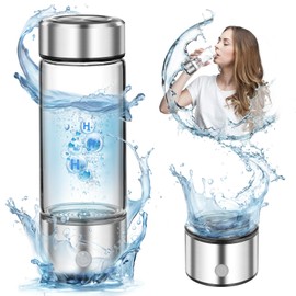 PQETBV Hydrogen Water Bottle, 420 ml, Portable Hydrogen Water Bottle Generator, Quickly Generates Hydrogen Water in Three Minutes, for Office, Travel and Daily Drinking (Silver)