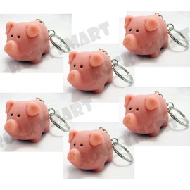 Six 2" Naughty Pig Key Chains - (Lot of 6)