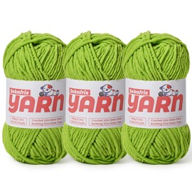 3 Pack Plush Chunky Chenille Yarn for Crocheting, Soft Fluffy Velvet Yarn for Crocheting, Fuzzy Baby Blanket Knitting Yarn, 300g/393yds Bulky Amigurumi Yarns（3 Lime Green）
