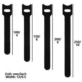 Pack of 50 Hook Loop Straps Adjustable Wire Organization Cable Fixing Ties for Data Cable, PC Cable and TV Cable - 12x250mm