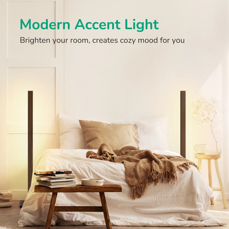 EDISHINE Wood Dimmable Floor Lamp with Remote Control 7 Color