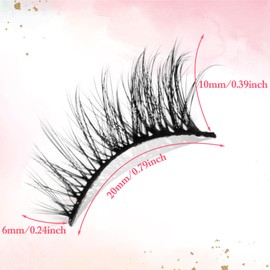 Ptwola 10 Pairs Natural Half False Lashes Self Adhesive Natural Look Cat Eye Lashes Eyelash Extension Kit 3D Fluffy Manga Wispy Long Fake Lash Clusters Supplies for Women Girls Eye Make Up