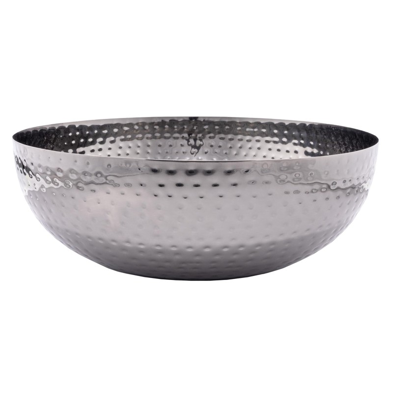 Creative Co-Op Round Hammered Metal Bowl, Oxidized Silver