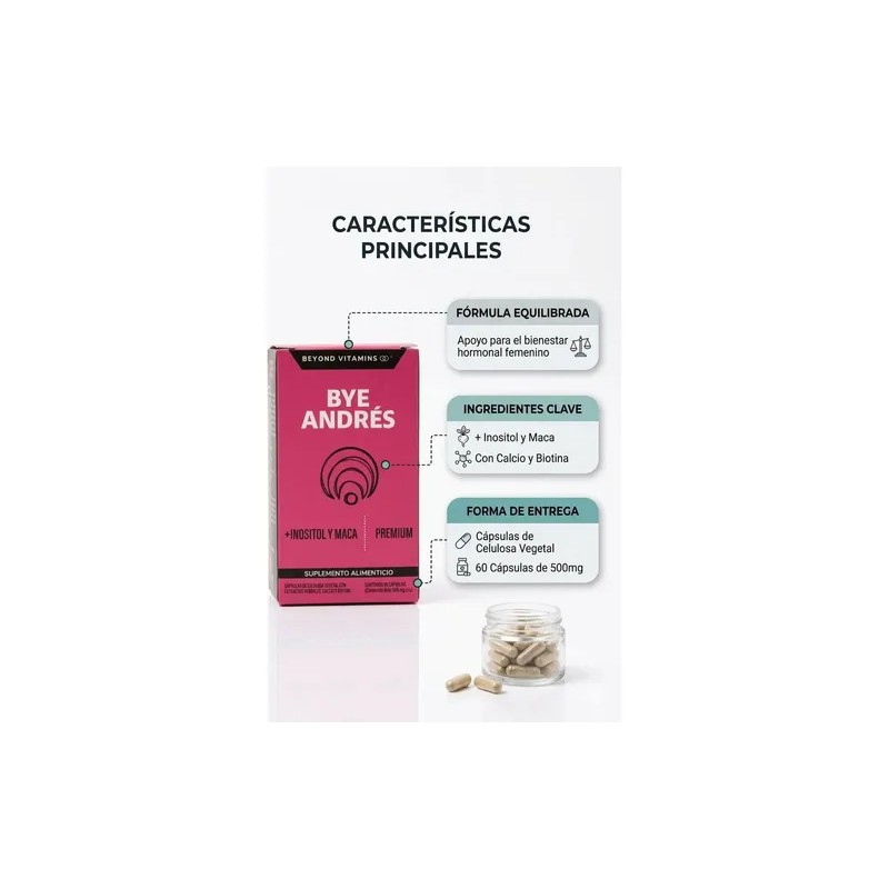 Bye Andrés Suplemento Inositol Y Maca 60 Cápsulas Premium