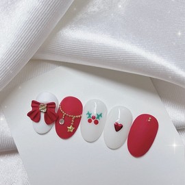 [Handmade Nail Tips] Merry Date Nails - Coffin Egg / [수제네일팁] 메리데이트 네일 - 코핀에그