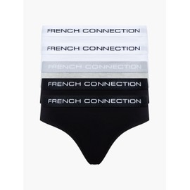 French Connection Cotton Thongs For Women – Pack of 5 Ladies Thongs – Soft, Stretchable, and Comfortable Knickers (Small)