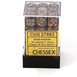 Chessex CHX27893 Dice - Lustrous: 36D6 Gold/Silver
