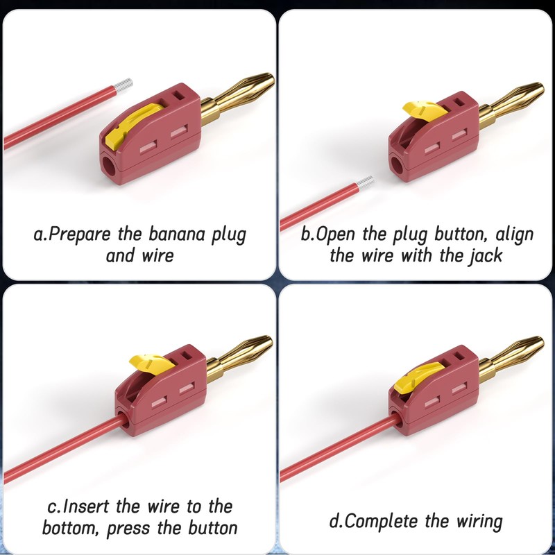 Cleqee 4mm Banana Plug High Current Quick Connect Gold-Plated 10PCS