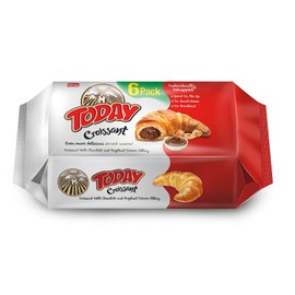 Elvan Today Chocolate Croissants (Pack of 6) | Individually Wrapped, Buttery Soft Croissant, Ready to eat Breakfast Pastry, or Lunchbox Snacks