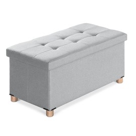 BRIAN & DANY 30 Inches Folding Storage Ottoman Bench, Ottoman with Storage Bench for Bedroom, Living Room, Entryway, Foot Rest with Legs, Light Gray