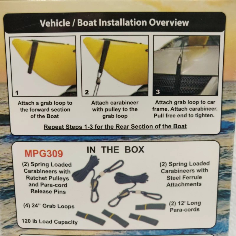 Malone Auto Racks SpeedLine Mini Ratchet Tie-Downs Kayak Canoe Jon