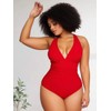 OKONOS Women's Tummy Control One Piece Swimsuit - Ruched V-Neck