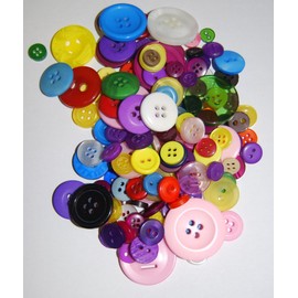 Pack of 50g - Mixed Sizes and Colours of Various Plain Round Buttons for Sewing and Crafting