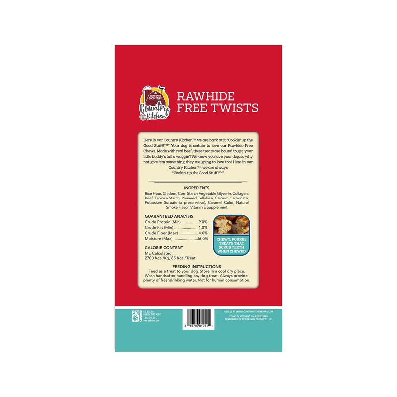 Country Kitchen Rawhide Free Twists Dog Chews, Made with Real