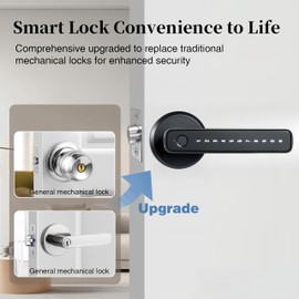 Fingerprint Door Knob, Keyless Entry Door Locks with Handle, 4-in-1 Smart Door Locks (Fingerprint/App/Code/Key), Keypad Door Lock, for Rental Bedroom Home Office and Hotel