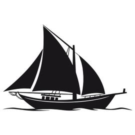 GRAZDesign Maritime Wall Sticker Sailing Ship Large Wall Sticker for Bathroom, Hallway, Living Room - 60 x 40 cm / Black