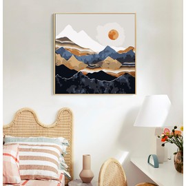 Offito Framed Paint by Numbers Kit for Adults Beginners & Kids Ages 8-12, Abstract Mountain Acrylic Easy Paint by Number with Frame, Paint by Number Kits on Canvas Framed (10 * 10 Inch, without Easel)