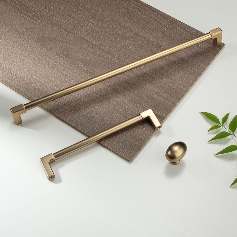 TUNNY 10 Pack Classic Solid Cabinet Handles-5"/128mm Screw Spacing Champagne