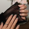 KQueenest Dark Green French Tip Press On Nails Short Square,