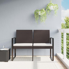 neolun Enhance Outdoor Comfort with 2-Seater Patio Bench, Durable Rattan Look, Includes Cream Cushions for Garden or Terrace