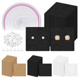 Glarks 400 pieces earring cards with 6 holes earrings hanging tags, 2 inch black earring display cards, kraft earring cards holder for stud earrings, dangle jewellery, display earring packaging