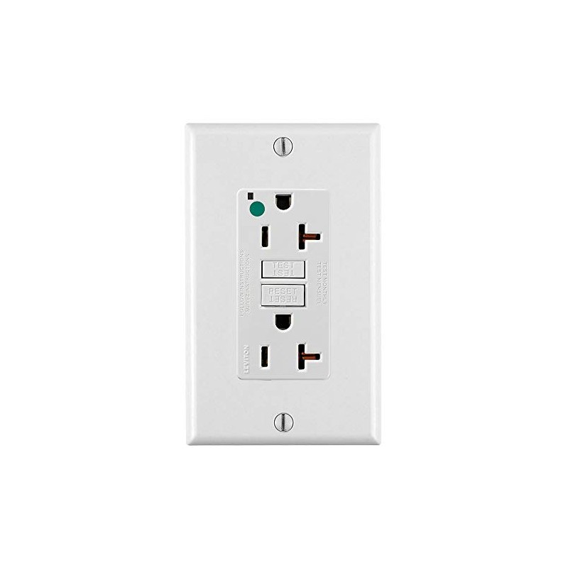Leviton 20A-125V Extra-Heavy Duty Hospital Grade Non-Tamper-Resistant Duplex Self-Test GFCI