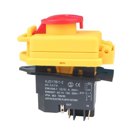 YIDOFENG KJD17 Emergency Stop Electromagnetic Switches Pushbutton Switch for CJ-0618 and Other Lathe Parts, 250V 5 Pins IP54, Black Green RED