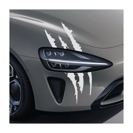 MUQIDA 2PCS Car Claw Mark Stickers, Monster Stripes Scratch Automotive Headlight Decals, Waterproof Vinyl Claw Bumper Decorative Stickers for Cars SUV Truck, Exterior Car Accessories (Silver)