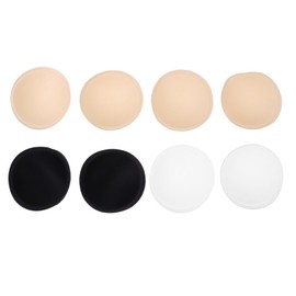 BESTYASH Almohadillas Redondas Para Sujetador, 4 Pares Reutilizables Y Absorbentes De Sudor, Para Sujetadores Deportivos Y Yoga, Colores Negro, Blanco Y Piel