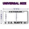 2pcs for US Navy Veteran License Plate Frames – Silver