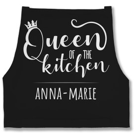 Geschenk mit Namen personalisiert by Shirtracer - Apron - Cooking Apron Women - Queen of the Kitchen with Name I Chef I Chef, 7 Black