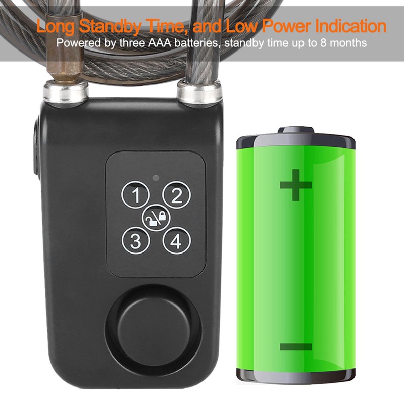 110dB Smart Waterproof Password Bicycle Lock Anti theft Alarm Lock