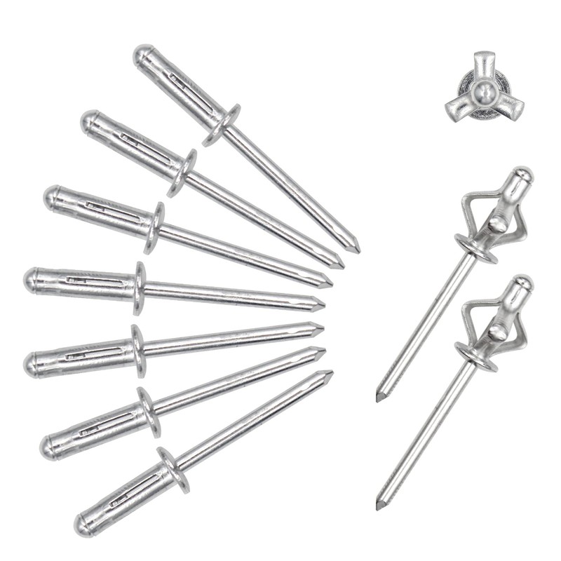 ALLCLEAN 3/16" x 5/8" Tri-Fold Rivets Assortment - 60Pcs,Silver Tri-fold