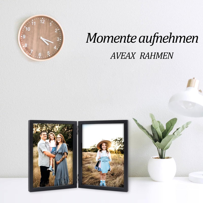 Double 10x15 Photo Frame Folding Wooden Picture Frame with Glass