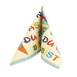 20 Napkins First Day of School Decoration Boy with Saying Schön, dass Du da bist in Beige and Blue Napkins First Day of School for First Day of School Table Decoration 33 x 33 cm
