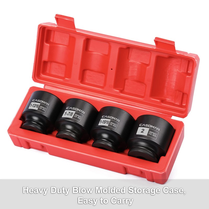 CASOMAN 1/2'' Drive Spindle Axle Nut Impact Socket Set, 6