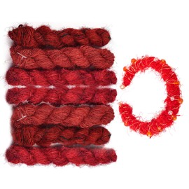 65.62 Yards Sari Silk Ribbon Yarn, Red Sari Ribbon Yarn Tassels Skeins Vintage Fabrics Crafts for Knitting Crocheting Macrame Tassels Scrapbook Craft Project Decor