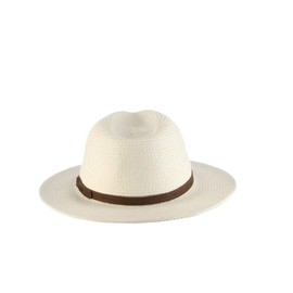 Scala Men's Paper Braid Safari with Leather Band, Ivory, Medium