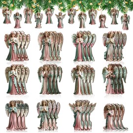 Yookeer 24 Pcs Christmas Wooden Hanging Ornaments Christmas Angel Theme Decoration with Rope Hanging Wood Signs Decoration for Xmas Tree Home Wreath Party