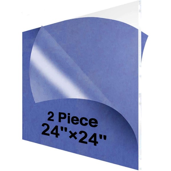 24x24 Cast Acrylic Plexiglass Sheet 1/8 Thick Pack 2- Clear