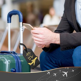 Alyvisun 2Pcs Luggage Tags, PU Suitcase Tags Baggage Labels Luggage Labels for Suitcases with Name ID Card, Suitcase Labels Travel Tags for Luggage Baggage Bags Business, Black and Rose