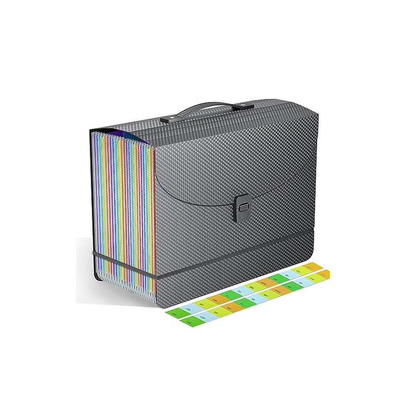 Vanulee 25 Pockets File Organiser Box File Folder Document Organiser