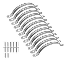 ONEBO 12 Pcs Stainless Steel Drawer Pulls, Cabinet Handles, Door Knob Handles, Curved Handle, with Screws,for Kitchen,Wardrobe,Drawer,Bathroom,Bedroom(Silver)