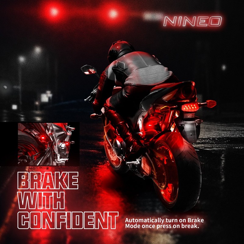 NINEO 8PCS Motorcycle RGB Led Light Kit, Multi-Color Atmosphere Underglow