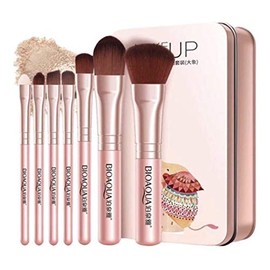 BIOAQUA Makeup Brush Foundation Lipstick Eyebrow Perfum Face Powder Eye Shadows Flawless Blend Fiber Multifunctional Professional 1 SET - 7 PCS (ROSE)