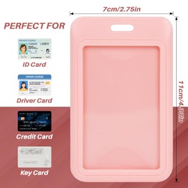 MAQIHAN Sliding Badge Holder - 4 Pack Sliding ID Badge Holder with Clear Window Hard Plastic Waterproof Assorted Colors Vertical Card Protector for Lanyard for Nurses Teachers Students Office School